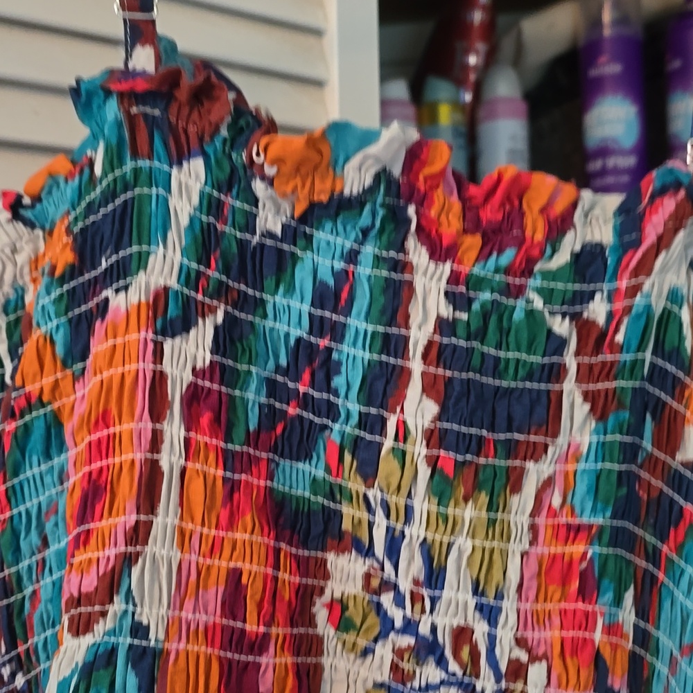 Floral Strapless Summer Dress in Multicolor. 3x - Picture 3 of 3